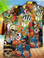 billige Hawaiiskjorter-Herre Skjorte Hawaii skjorte Dødningehoveder Grafiske tryk Poker Aftæpning Gul Blå Grøn Afslappet Hawaiiansk Kortærmet Knap ned Trykt mønster Tøj Tropisk Mode Hawaiiansk Blødt