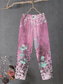 abordables Pantalon en coton et lin graphique-Femmes Pantalon en coton et lin Slacks Pantalons Amples Confort Chino Longueur cheville Taille moyenne Fleur Avec Poches Bouffant Imprimé Respirabilité Micro-Élastique Extérieur Quotidien Rose Claire