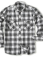 abordables veste chemise homme-Homme Chemise Chemise en flanelle Chemise à carreaux Chemise Boutonnée Surchemise À carreaux Extérieur Tenue quotidienne Blanche Vin Rouge bleu marine manche longue Revers Printemps &amp; Automne