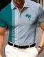 voordelige Grafische polo-Voor heren POLO Shirt Revers polo Polo&#039;s met knopen Golfshirt Kokosnootboom Gestreept Grafische prints Strijkijzer Aangepaste afdruk Wijn Leger Groen blauw Paars Buiten Straat Korte Mouw Afdrukken