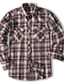 abordables veste chemise homme-Homme Chemise Chemise en flanelle Chemise à carreaux Chemise Boutonnée Surchemise À carreaux Extérieur Tenue quotidienne Blanche Vin Rouge bleu marine manche longue Revers Printemps &amp; Automne