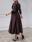 cheap Cocktail Dresses-TS A-Line Cocktail Dresses Elegant Dress Wedding Guest Evening Party Tea Length 3/4 Length Sleeve Shirt Collar Satin with Pleats 2025