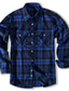 abordables veste chemise homme-Homme Chemise Chemise en flanelle Chemise à carreaux Chemise Boutonnée Surchemise À carreaux Extérieur Tenue quotidienne Blanche Vin Rouge bleu marine manche longue Revers Printemps &amp; Automne