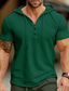 preiswerte Lässige T-Shirts für Herren-Herren Henley Shirt T-Shirt Glatt Mit Kapuze Strasse Urlaub Kurze Ärmel Bekleidung Modisch Designer Basic