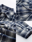 abordables veste chemise homme-Homme Chemise Chemise en flanelle Chemise à carreaux Chemise Boutonnée Surchemise À carreaux Extérieur Tenue quotidienne Blanche Vin Rouge bleu marine manche longue Revers Printemps &amp; Automne