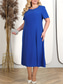 cheap Plus Size Party Dresses-Women&#039;s Plus Size Dress Set Lace Dress Party Dress Semi Formal Dress Elegant Fashion Plain Lace Embroidered Long Dress Maxi Dress 3/4 Length Sleeve Crew Neck Party Wedding Guest Pink Blue Spring Fall