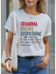 cheap Humor&amp;Quotes tee-Women&#039;s T Shirt Basic Letter Print Short Sleeve Regular Tops Round Neck Daily Weekend Black White Blue Purple Gray