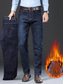 cheap Casual Pants-Men&#039;s Jeans Fleece Pants Winter Pants Trousers Denim Pants Pocket Plain Comfort Breathable Outdoor Daily Going out Fashion Casual Black Dusty Blue