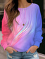 billige Blomstrete topper-damegenser genser blomsterkatt street casual vintage sport basic rund hals langermet topp mikroelastisk høst &amp;amp; mykt, pustende vinterstoff