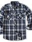abordables veste chemise homme-Homme Chemise Chemise en flanelle Chemise à carreaux Chemise Boutonnée Surchemise À carreaux Extérieur Tenue quotidienne Blanche Vin Rouge bleu marine manche longue Revers Printemps &amp; Automne