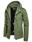 levne Pánské kabáty a parky-Pánské Outdoorová bunda Kabát Saka netisknutelný Pevná barva Černá Khaki Armádní zelená / Bavlna