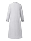 cheap Print Cotton &amp; Linen Dresses-Women&#039;s Black White Blue Summer Spring Fall Maxi Dress Cotton Linen Dresses Shirt Dress Casual Dress Modern Casual Street Style Outdoor Vacation Daily Loose Fit Striped Shirt Collar