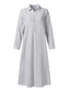 cheap Print Cotton &amp; Linen Dresses-Women&#039;s Black White Blue Summer Spring Fall Maxi Dress Cotton Linen Dresses Shirt Dress Casual Dress Modern Casual Street Style Outdoor Vacation Daily Loose Fit Striped Shirt Collar