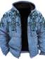 cheap Graphic Hoodies-Mens Graphic Hoodie Tribal Prints Sports Ethnic Classic 3D Zip Jacket Outerwear Holiday Vacation Streetwear Hoodies Blue Brown Green Geometric Casual Pattern Cotton Native American