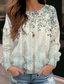billige Blomstrete topper-damegenser genser blomsterkatt street casual vintage sport basic rund hals langermet topp mikroelastisk høst &amp;amp; mykt, pustende vinterstoff
