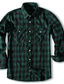 abordables veste chemise homme-Homme Chemise Chemise en flanelle Chemise à carreaux Chemise Boutonnée Surchemise À carreaux Extérieur Tenue quotidienne Blanche Vin Rouge bleu marine manche longue Revers Printemps &amp; Automne