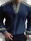 tanie męskie koszule casual-Męskie Koszula Wzory graficzne Geometria W serek Czarny Niebieski Brązowy Zielony Na zewnątrz Ulica Długi rękaw Nadruk Odzież Moda Moda miejska Designerskie Codzienny