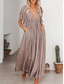 economico abiti stampati in cotone e lino-Per donna Verde militare Arancio Rosso Ruggine Nero Estate Primavera Autunno Abito Lungo Maxi Abito Abiti ispirati al lino Vestito Casual Vestito a ruota Boho Spiaggia Vestibilità comoda Colore Puro