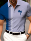 voordelige Grafische polo-Voor heren POLO Shirt Revers polo Polo&#039;s met knopen Golfshirt Kokosnootboom Gestreept Grafische prints Strijkijzer Aangepaste afdruk Wijn Leger Groen blauw Paars Buiten Straat Korte Mouw Afdrukken