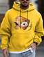 cheap Simple Print Hoodies-Teddy Bear Hoodie Mens Graphic Pullover Sweatshirt Black White Yellow Red Navy Blue Hooded Prints Daily Sports Streetwear Designer Basic Spring &amp; Casual Cotton