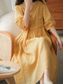 cheap Design Cotton &amp; Linen Dresses-Women&#039;s Black White Yellow Fall Autumn Maxi Dress Linen-Inspired Dresses Casual Dress Basic Classic Casual Outdoor Vacation Daily Loose Fit Plain V Neck