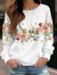 billige Blomstrete topper-damegenser genser blomsterkatt street casual vintage sport basic rund hals langermet topp mikroelastisk høst &amp;amp; mykt, pustende vinterstoff