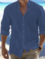 cheap Men&#039;s Casual Shirts-Men&#039;s Shirt Linen Shirt Button Up Shirt Summer Shirt Beach Shirt Black White Pink Long Sleeve Plain Band Collar Spring &amp; Summer Casual Daily Clothing Apparel