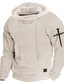 cheap Basic Hoodie Sweatshirts-Easter Crucifix Hoodie Mens Graphic Military Tactical Cross Fashion Daily Casual Sports Outdoor Holiday Vacation Waffle Black Army Green Beige Hooded Cotton
