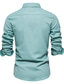 baratos camisas masculinas casuais-Homens Camisa Social camisa de botão Camisa casual Branco Azul Marinha Azul Royal Azul Verde Escuro Manga Longa Tecido Lapela Diário Férias Bolso frontal Roupa 100% Algodão Moda Casual Confortável