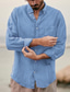 billiga fritidsskjortor för män-Herr Skjorta Ensfärgat Nedvikt Svart Blå Brun Grön Grå Utomhus Gata Långärmad Button-Down Kläder Mode Ledigt Bekväm