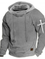 cheap Basic Hoodie Sweatshirts-Easter Crucifix Hoodie Mens Graphic Military Tactical Cross Fashion Daily Casual Sports Outdoor Holiday Vacation Waffle Black Army Green Beige Hooded Cotton