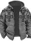 cheap Graphic Hoodies-Geometric Pattern Hoodie Mens Graphic Tribal Prints Sports Classic Casual 3D Zip Jacket Outerwear Holiday Vacation Streetwear Hoodies Brown Green Dark Grey Denim Native American