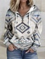 cheap Women&#039;s Hoodies &amp; Sweatshirts-Women&#039;s Zip Up Hoodie Sweatshirt Hoodie Sweatshirt Pullover Tribal Casual Sports Drawstring Front Pocket Quarter Zip Active Ethnic Hoodie Long Sleeve Top  Comfrt Breathable Soft Fabric