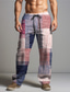 ieftine pantaloni imprimati-Dunga Geometrie Casual Bărbați Imprimare 3D Pantaloni În aer liber Stradă Ieșire Poliester Galben Roz Portocaliu S M L Talie medie Elasticitate Pantaloni