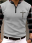 cheap Zip Polo Shirt-Plaid Faith Men&#039;s Vintage 3D Print Zip Polo Golf Polo Outdoor Casual Daily Streetwear Polyester Long Sleeve Zip Polo Shirts Black White Fall &amp; Winter S M L Micro-elastic Lapel Polo