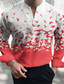رخيصةأون قمصان استوائية-عصفور كاجوال رجالي قميص الأماكن المفتوحة شارع كاجوال / يومي خريف &amp; شتاء انقسام العنق كم طويل أسود أحمر S M L قميص