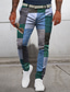economico Chino-A quadri Geometria Lavoro Per uomo Stampa 3D Pantaloni Esterno Strada Indossalo per lavorare Poliestere Giallo Blu Verde S M L Vita normale Elasticità Pantaloni