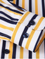 cheap Dress Shirts-Men&#039;s Black White Yellow Long Sleeve Stripe Shirt Collar All Seasons Office &amp; Career Daily Wear Clothing Apparel Print