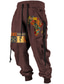 cheap Graphic Sweatpants-Independence Day Mens Graphic Pants Tribal Bandana Print Vintage 3D Sweatpants Trousers Outdoor Street Casual Daily Polyester Black Red Blue Mid Waist Elasticity Vavavava Harem Brown Cotton Africa
