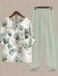 ieftine Seturi de două piese-Set pentru femei din 2 piese elegant modă basic cămașă și pantaloni pantaloni cu mânecă scurtă gât rotund grafică imprimeu în dungi vacanță asemănătoare cu in weekend negru alb roz toamnă și iarnă