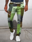 cheap Chinos-Plaid Geometry Business Men&#039;s 3D Print Pants Trousers Outdoor Street Wear to work Polyester Yellow Blue Green S M L Mid Waist Elasticity Pants