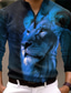 cheap Graphic Polo-Lion Men&#039;s Abstract 3D Print Zip Polo Outdoor Casual Daily Streetwear Polyester Long Sleeve Zip Polo Shirts Blue Orange Fall &amp; Winter S M L Micro-elastic Lapel Polo
