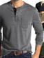 abordables henley básica-Hombre Camiseta Henley Shirt Manga Larga Blanco Negro Gris Verde Ejército Caqui Gris Oscuro Color sólido Escote Chino Casual Diario Abotonar ropa Ligeras Casual Clásico