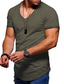 cheap Men&#039;s Casual T-shirts-Men&#039;s T shirt Tee Tee V Neck Basic Casual Muscle Short Sleeve Dark Yellow Light Pink Dark Brown Navy Wine Red Kong Lan Solid Color V Neck Daily Zipper Clothing Clothes 1pc Basic Casual Muscle