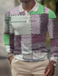 Χαμηλού Κόστους Γραφικό Polo-Καρό Γεωμετρία Ανδρικά Καθημερινό 3D Στάμπα Βάφλα Πόλο Μπλουζάκι ΕΞΩΤΕΡΙΚΟΥ ΧΩΡΟΥ Καθημερινά Streetwear Ύφασμα βάφλας Μακρυμάνικο Απορρίπτω Μπλουζάκια πόλο Μπλε Βυσσινί Φθινόπωρο &amp; Χειμώνας Τ M L