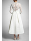abordables Longueur de cheville-Ligne A Longueur thé Robe de Soirée Robe de Cocktail Robe d'invité de mariage Robe de Mère de Mariée  manche longue Col haut Sexy robe demoiselle d honneur Tenue de Soirée Automne Tissu Extensible