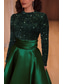 cheap Evening Dresses-TS A-Line Sequin Evening Gown Elegant Dress Formal Cocktail Party Court Train Long Sleeve High Neck Fall Wedding Guest Christmas Dress 2024