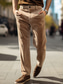 cheap Dress Pants-Men&#039;s Dress Pants Corduroy Pants Trousers Suit Pants Pocket Plain Comfort Breathable Outdoor Daily Going out Corduroy Fashion Casual Black Khaki