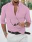 billiga fritidsskjortor för män-Herr Skjorta Ensfärgat Nedvikt Svart Vit Rodnande Rosa Marinblå Blå Utomhus Gata Långärmad Button-Down Kläder Mode Ledigt Andningsfunktion