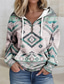 cheap Women&#039;s Hoodies &amp; Sweatshirts-Women&#039;s Zip Up Hoodie Sweatshirt Hoodie Sweatshirt Pullover Tribal Casual Sports Drawstring Front Pocket Quarter Zip Active Ethnic Hoodie Long Sleeve Top  Comfrt Breathable Soft Fabric